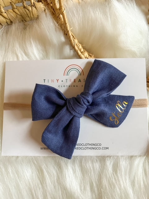 Personalized Bow - Navy Blue