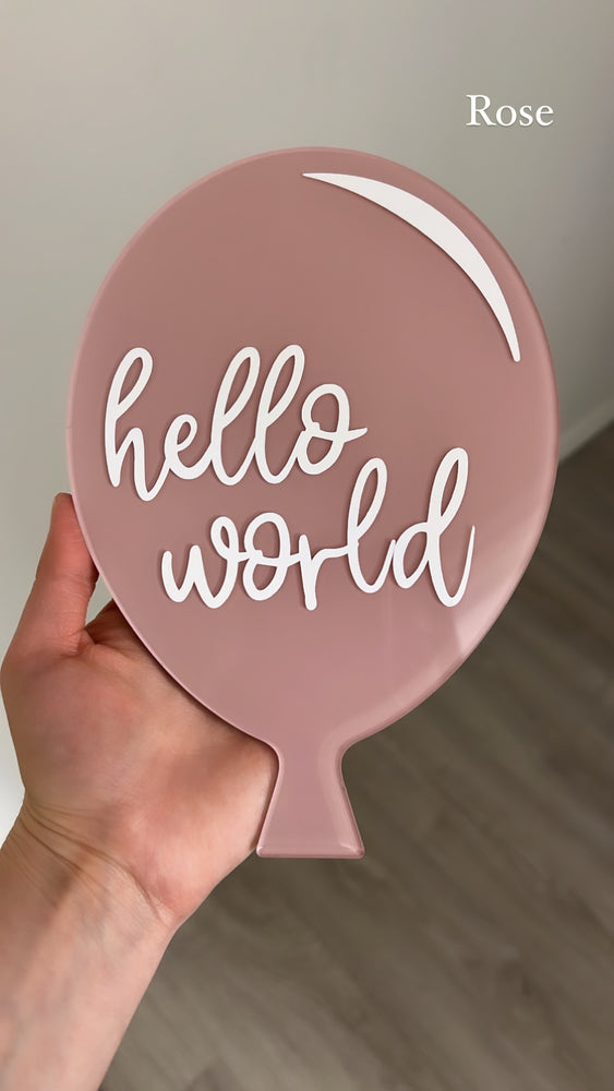 "Hello World" Balloon Birth Announcement