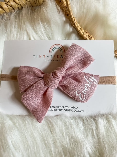 Personalized Bow - Dusty Pink