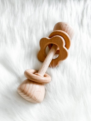 
            
                Load image into Gallery viewer, Untreated Wooden Rattle - Flower
            
        