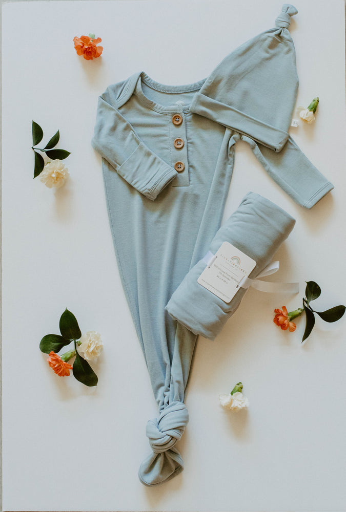 Dusty Blue Newborn Essential Bundle (Hat) – Tiny Treasured
