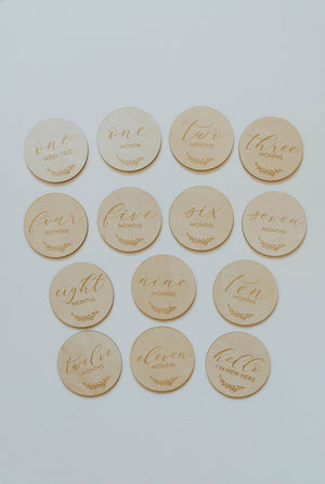 Wooden Milestone Discs- Fern Design - CLEARANCE